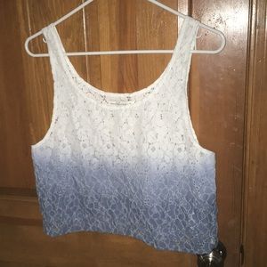 White and blue ombré crop tank top